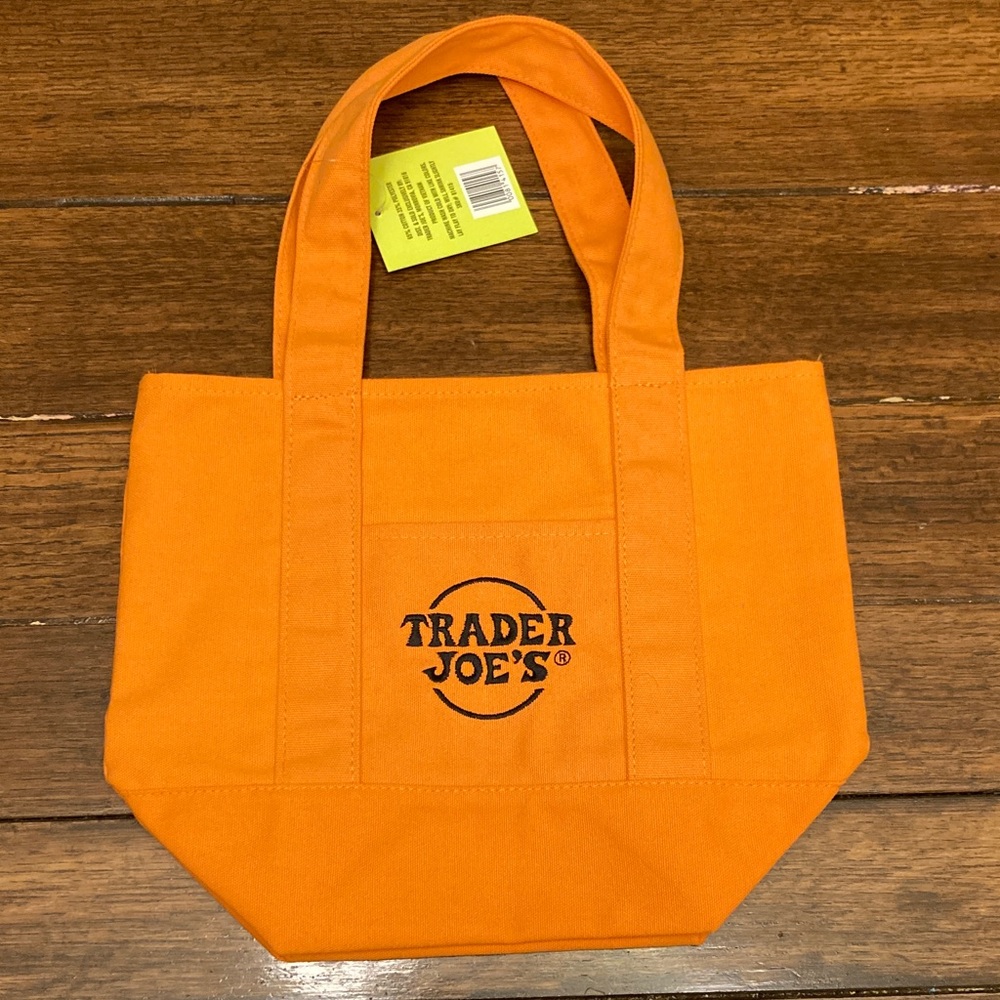 Trader Joe's Halloween mini Orange canvas Tote Bag